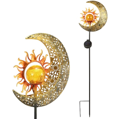 Solar Moon Sun Ground Plug Light Luce da giardino Luce da giardino per uso domestico