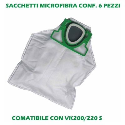 Sacchetti Microfibra 6 X Vk200/220 In Busta Compatibile