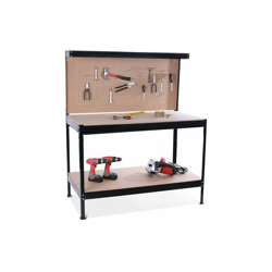 Vigor - Banco da lavoro in metallo con pannello portautensili e mensola portaoggetti VBL-0 Super en oferta