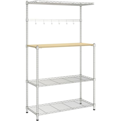 vidaXL Supporto Forno a Microonde 4 Livelli 90x35x150 cm Ferro Cromato - Plateado