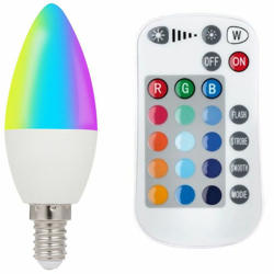 Lampadina led a candela multicolore 5W attacco E14 rgb con telecomando C37RGB-W en oferta