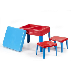 Set multiattivt? per bambini, con 1 tavolino e 2 sgabelli, Made in Italy, disponibile in vari colori - Dmora en oferta