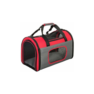 Iris Ohyama, Gabbia pieghevole e trasportabile per cani e gatti - Pet Crate - DCC002, nylon, rosso, taglia M, 35 x 23 x 22 cm