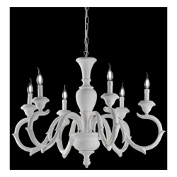 Bonetti - Lampadario in legno e pasta di legno bianco shabby 6 luci barocco en oferta