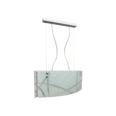 E-energy - Sospensione Cloe 2Xe27 Montatura Bianco Vetro Lastra Diamantino Bianco L.60-H.25-L.120