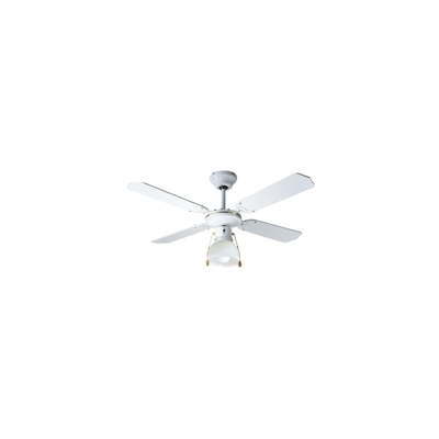 Ventilatore da soffitto in legno laccato bianco 1 lampada - Mod. Marco Polo