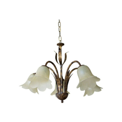 E-energy - Lampadario Irene 5Xe14 Montatura Marrone Vetro Nuvolato Paglierino Diam.55-H.42-L.100 en oferta