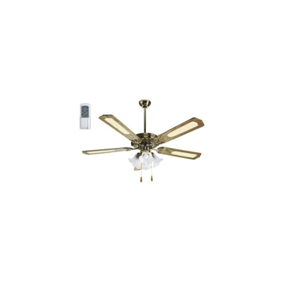 Ventilatore da soffitto in legno noce scuro 4 lampade c/telecomando - Mod. Marco Polo