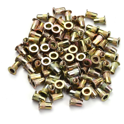 Asupermall - 100 pezzi di dadi per rivetti ciechi in acciaio inossidabile M4, tappi di estrazione in zinco di colore, testa piatta, dadi per rivetti