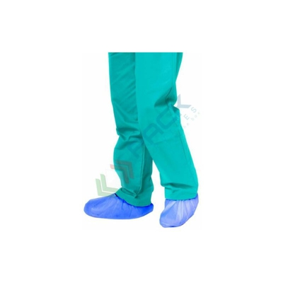 Copriscarpe monouso in polietilene (CPE), 30 micron, colore blu, conf. 100 pz (Blu)