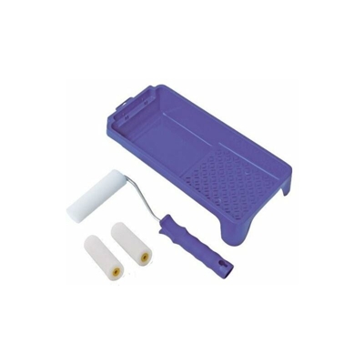 Set mini rullo vernice tessuto + vassoio + 2 rulli di ricambio