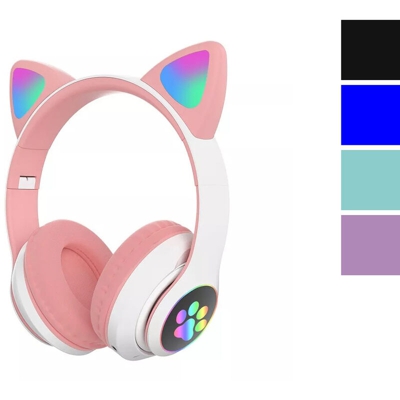 Cuffie orecchie gatto bluetooth wireless con luci led pieghevole gaming P39M