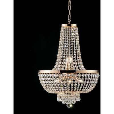 Bonetti - Lampadario stile impero in ferro e ottone dorato 8 luci con strass