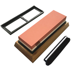 Asupermall - 18 * 6 * 3 cm whetstone bifacciale 1000 mesh / 3000 mesh spessore doppio scopo con base in silicone antiscivolo / base in bamb características