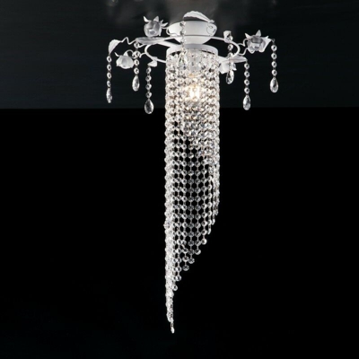 Bonetti - Plafoniera in ferro laccato bianco con decorazione shabby 1 luce con strass
