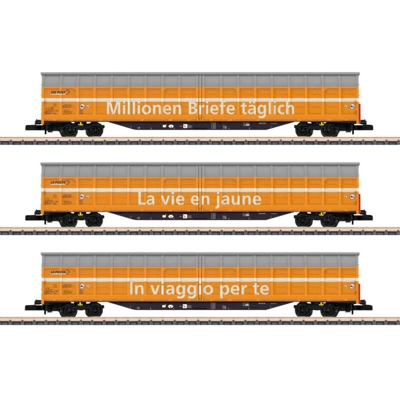Kit di 3 vagoni a parete scorrevoli Z Swiss Post 82417 - Märklin