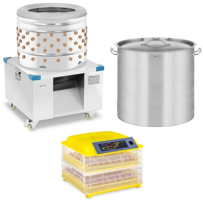 Wiesenfield - Set Spennapolli 360 kg/h Incubatrice Per Uova 96 Uova Pentola Induzione 98 L