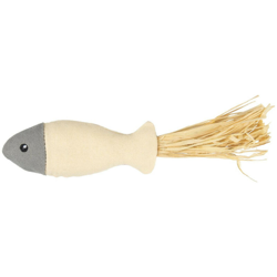 Pesce giocattolo naturale e divertente. 20 cm. grigio beige. gamma verde. giocattolo per gatti. en oferta
