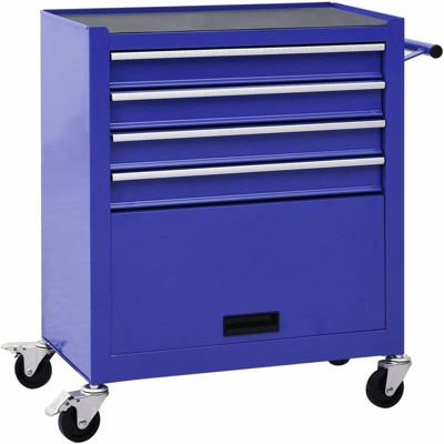 Carrello Portautensili con 4 Cassetti in Acciaio Blu - Blu - Youthup