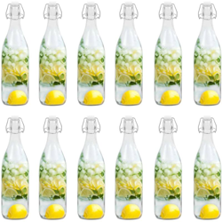 Bottiglia in Vetro con Chiusura a Gancio 12 pz 1 L - Trasparente - Youthup precio