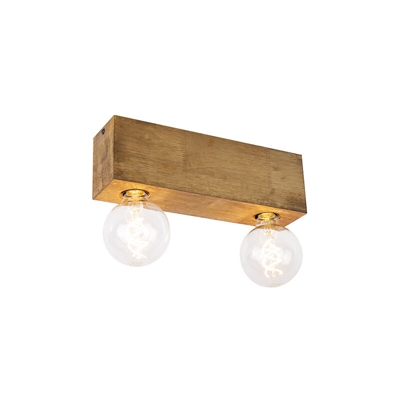 QAZQA Faretto bloc - rustico - Legno - Marrone - Allungato Max. 2 x Watt