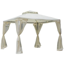 Gazebo Da Giardino Con Paletti E Corde Doppio Tetto Zanzariera Pareti Laterali Beige 295 X 295 X 263 Cm características