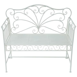 Panchina Biposto da Giardino Stile Romantico in Ferro 109.5 x 51 x 95.5cm, Bianco precio