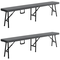 2 Panche Da Campeggio Panca (183 X 30 X 44 Cm) (grigio-nero) Impermeabile / Resistente Ai Raggi Uv / Panca Da Giardino características