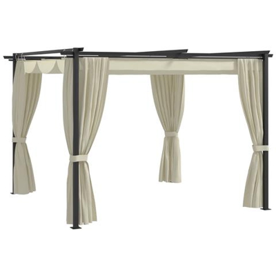 Gazebo Con Tende 3x3 Cm Crema In Acciaio