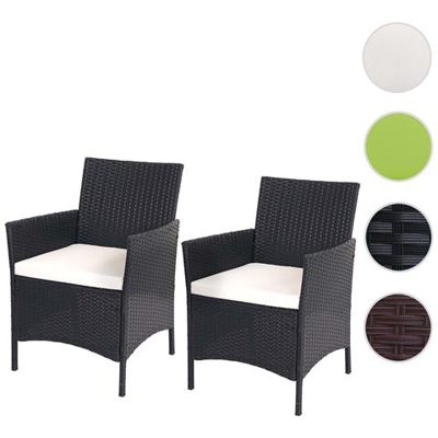 Serie Halden Per L'esterno Set 2x Poltrone 60x59x83cm Polyrattan Antracite Con Cuscino Avorio