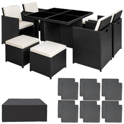 Set Da Giardino In Rattan E Alluminio Manhattan, Variante 2 - Nero en oferta