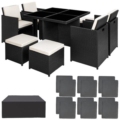 Set Da Giardino In Rattan E Alluminio Manhattan, Variante 2 - Nero