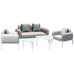Tessuto Esterno Mobili ''''siviglia'''' - 1 Divano 2 Posti + 2 Poltrone + 2 Tavolini - Grigio precio