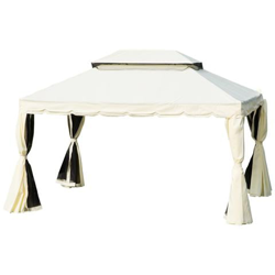 Gazebo Con Doppio Tetto, Zanzariere, Tende, Bianco Crema 3x4m precio
