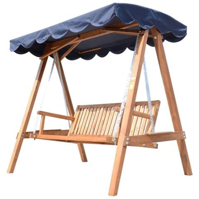 Dondolo con baldacchino 3 posti in legno, blu