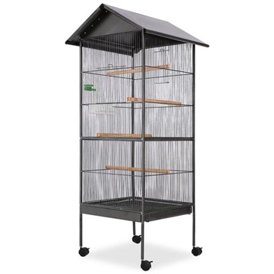 Gabbia Per Uccelli In Acciaio Con Tetto 66x66x155 Cm