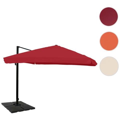 Ombrellone Parasole Hwc-a96 3,5x3,5m Alluminio Con Volante Bordeaux Con Base
