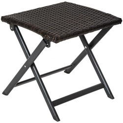 Sgabello Pieghevole In Alluminio E Polyrattan - Marrone en oferta