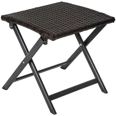 Sgabello Pieghevole In Alluminio E Polyrattan - Marrone