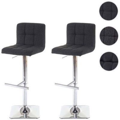 Set 2x Sgabelli Lounge Kavala Tessuto Base Cromata Grigio Scuro