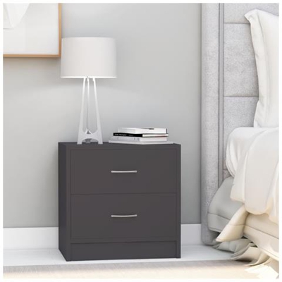 Comodini 2 Pz Grigi 40x30x40 Cm In Truciolato