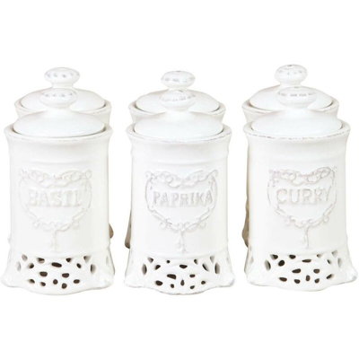 Set 6 Contenitori Vasetti Spezie Porcellana Da Cucina Portaspezie Sale Pepe