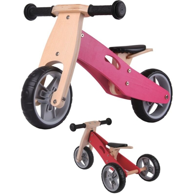Triciclo Bicicletta per Bambina Legno Rosa Pedagogica Senza Pedali a Spinta Bici