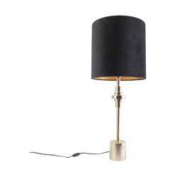 QAZQA Lampada da tavolo con paralume diverso - Art déco - Alluminio,Tessuto - Nero/Oro/Ottone - Cilindro/Oblungo Max. 1 x Watt en oferta