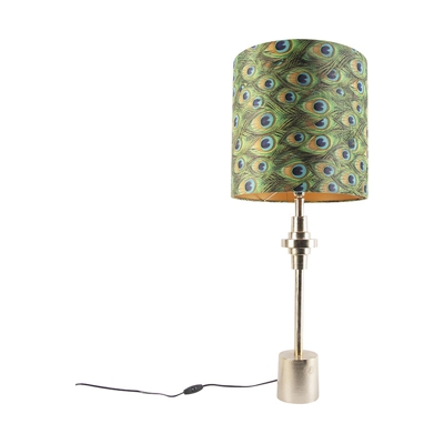 QAZQA Lampada da tavolo con paralume diverso - Art déco - Alluminio,Tessuto - Multicolore/Oro/Ottone - Cilindro/Oblungo Max. 1 x Watt