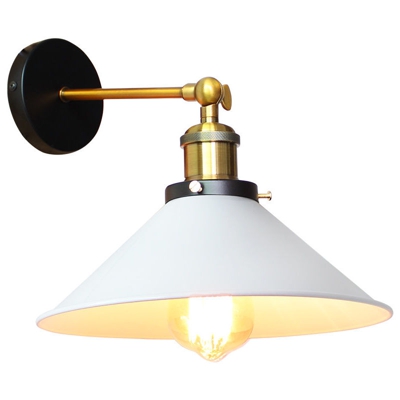 Lampada da Parete in Ferro Metallico da 22cm Lampadario a Sospensione Industriale Applique da Parete Retrò Bianco per Caffè Bar Ristoranti Caffetteria