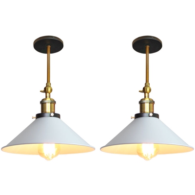 Lampada da Parete in Ferro Metallico da 22cm Lampadario a Sospensione Industriale Applique da Parete Retrò Bianco per Caffè Bar Ristoranti