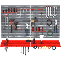 54pz Contenitore Portautensile con 50 ganci montaggio a muro rosso grigo - Durhand en oferta