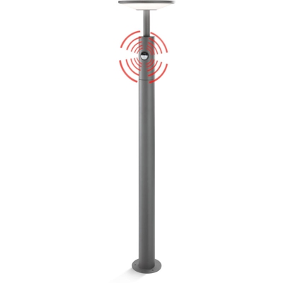 Esotec - Luce di percorso a LED con sensore, luce bianca calda 3000K, 900lm, 15 watt Lampada. Paletto luminoso 201177