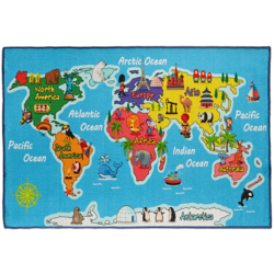 Relaxdays - Tappeto per Bambini, Mappamondo, Atossico, Tappetino Gioco, Animali, Antiscivolo, Cameretta, 150x100, Colorato en oferta